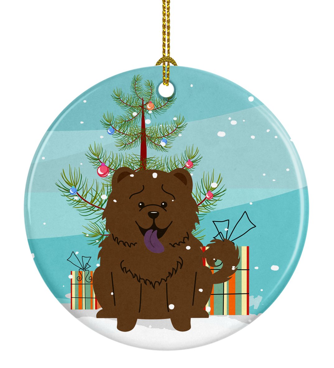 Merry Christmas Tree Chow Chow Chocolate Ceramic Ornament BB4266CO1 by Caroline's Treasures