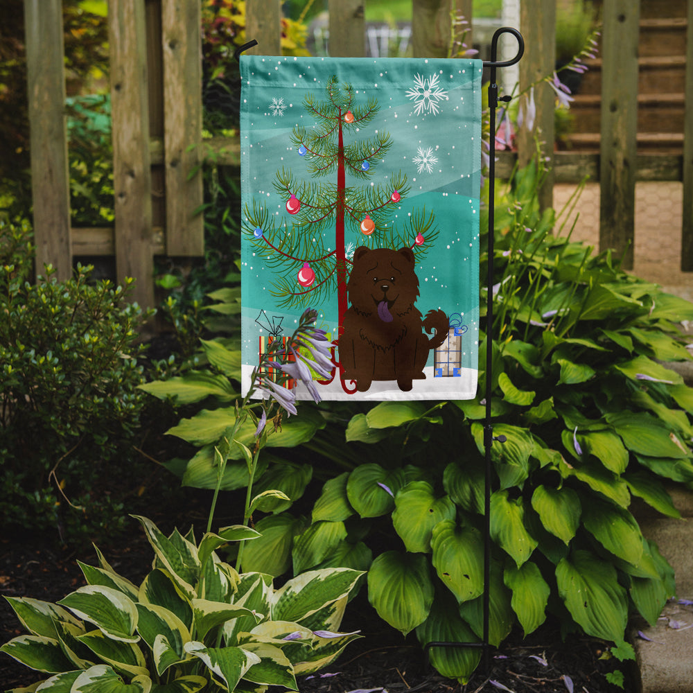 Merry Christmas Tree Chow Chow Chocolate Flag Garden Size BB4266GF  the-store.com.