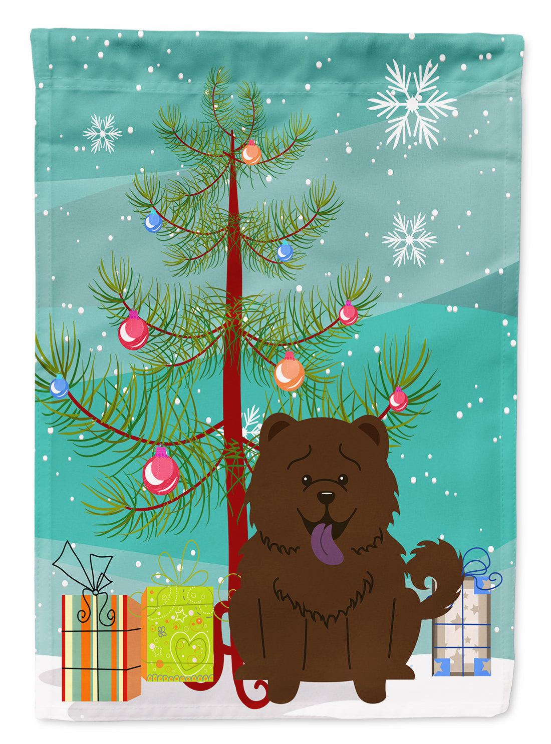 Merry Christmas Tree Chow Chow Chocolate Flag Garden Size BB4266GF  the-store.com.