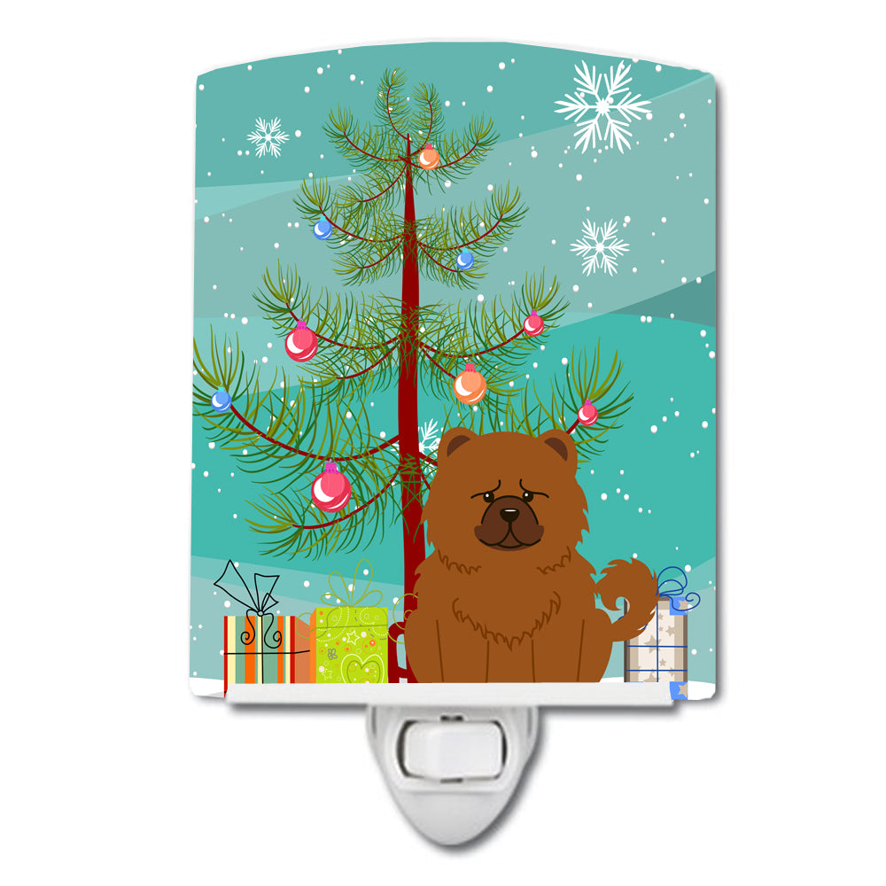 Merry Christmas Tree Chow Chow Red Ceramic Night Light BB4267CNL - the-store.com