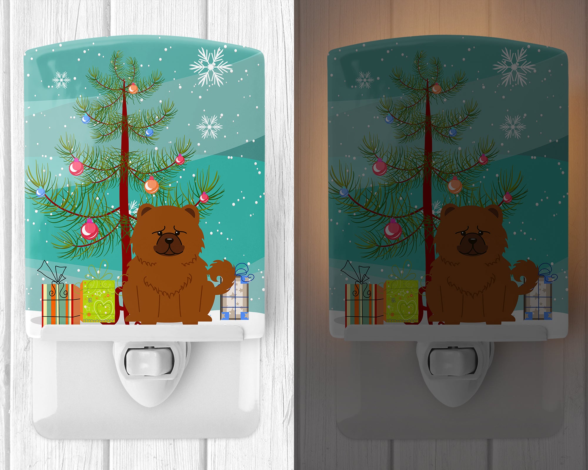 Merry Christmas Tree Chow Chow Red Ceramic Night Light BB4267CNL - the-store.com