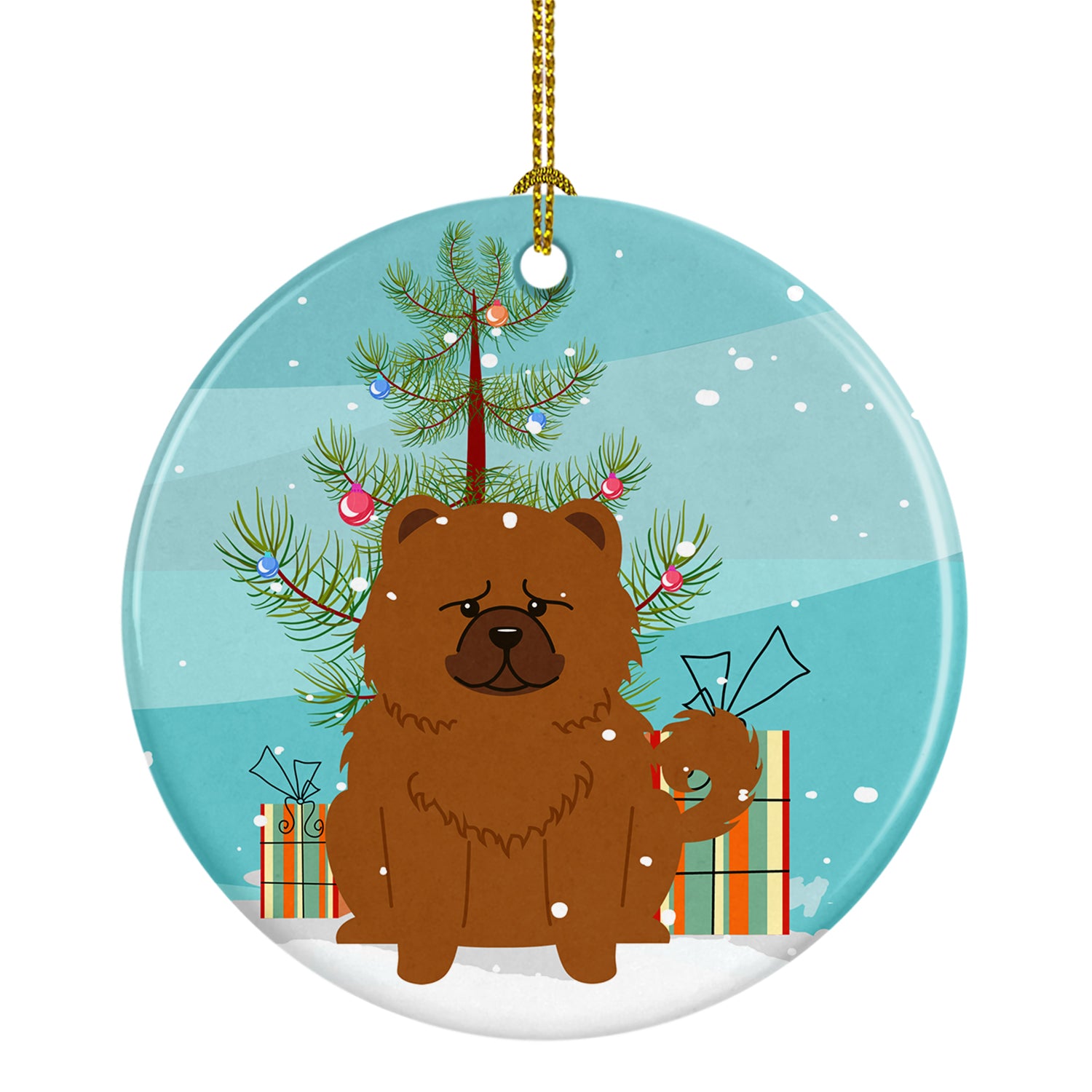 Merry Christmas Tree Chow Chow Red Ceramic Ornament BB4267CO1 - the-store.com