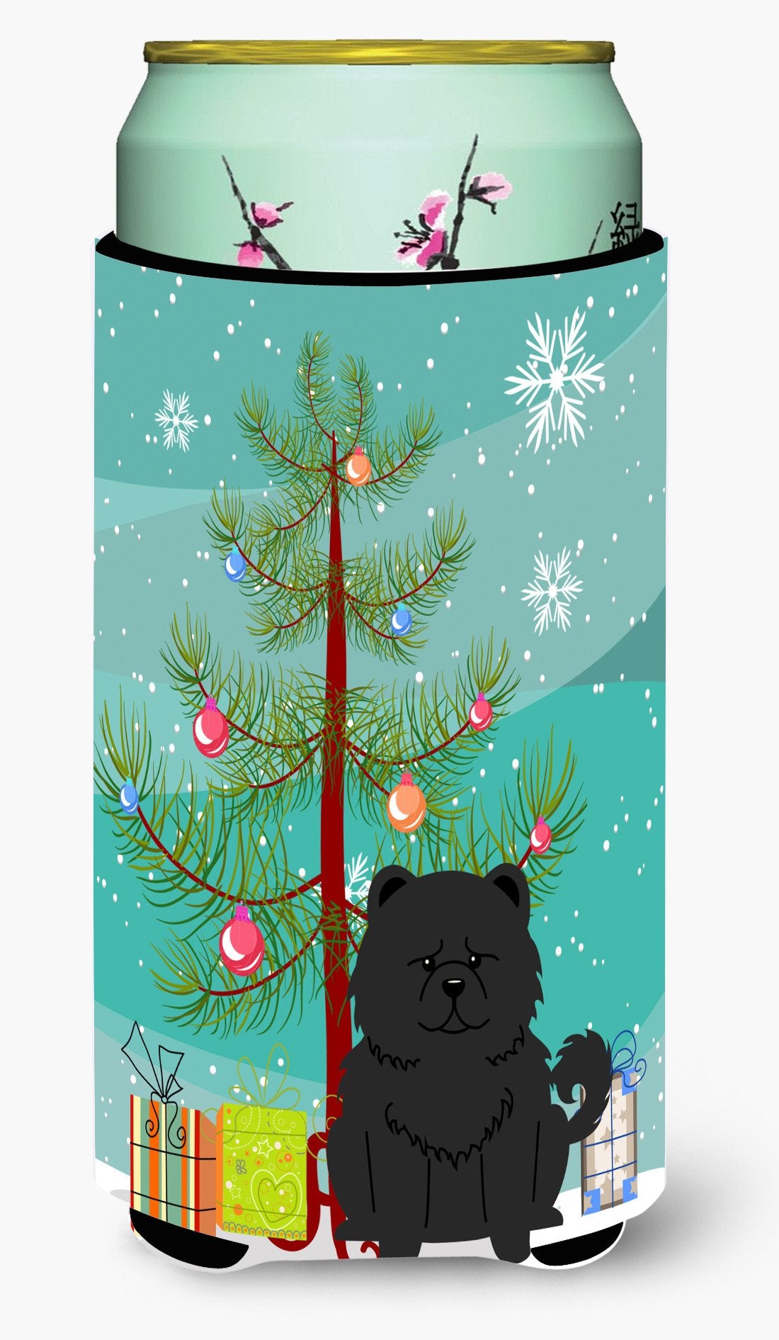 Merry Christmas Tree Chow Chow Black Tall Boy Beverage Insulator Hugger BB4268TBC by Caroline&#39;s Treasures