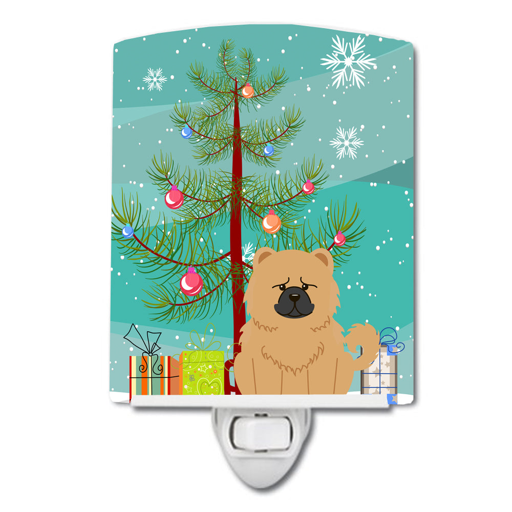 Merry Christmas Tree Chow Chow Cream Ceramic Night Light BB4269CNL - the-store.com