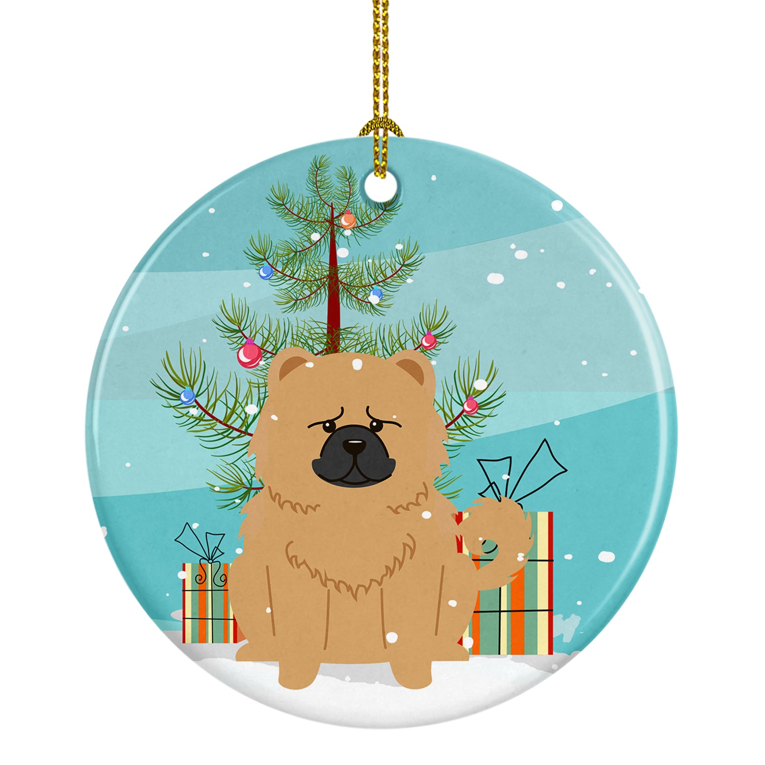 Merry Christmas Tree Chow Chow Cream Ceramic Ornament BB4269CO1 - the-store.com