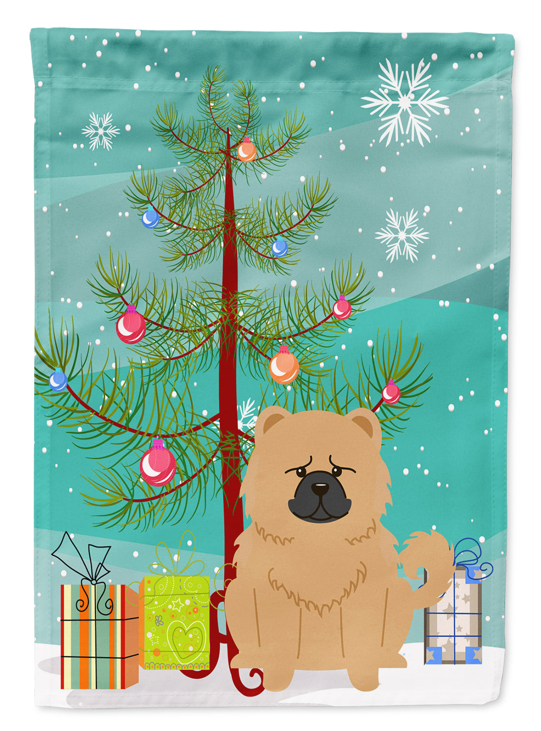 Merry Christmas Tree Chow Chow Cream Flag Garden Size BB4269GF  the-store.com.