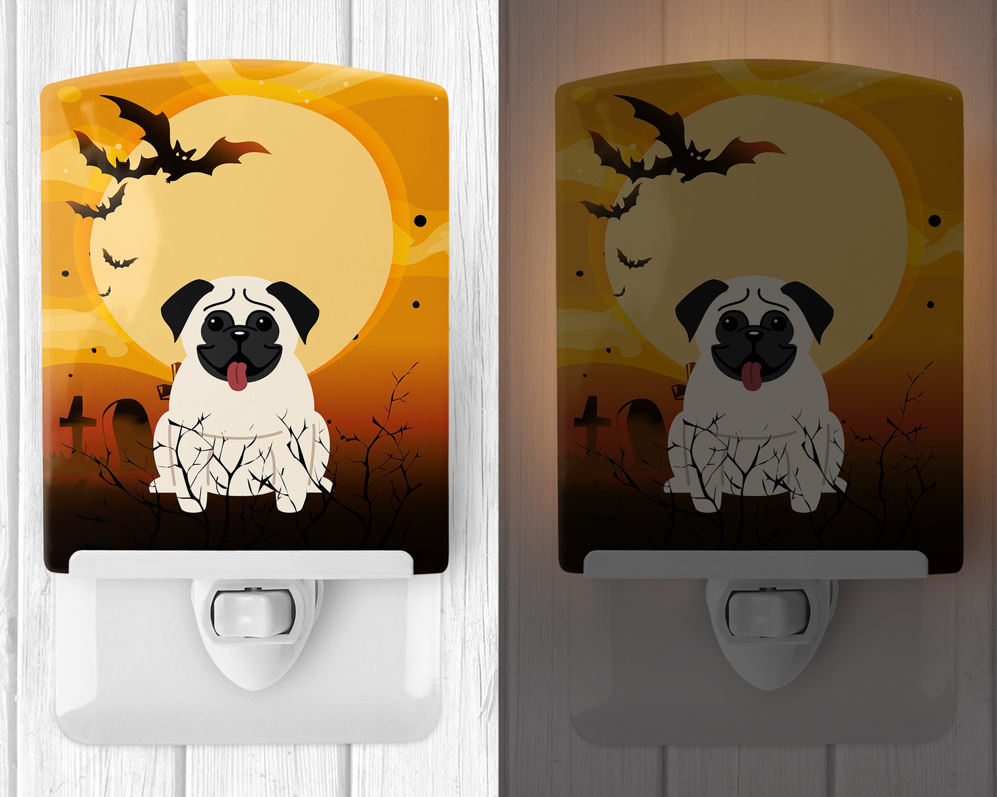 Halloween Pug Cream Ceramic Night Light BB4270CNL - the-store.com