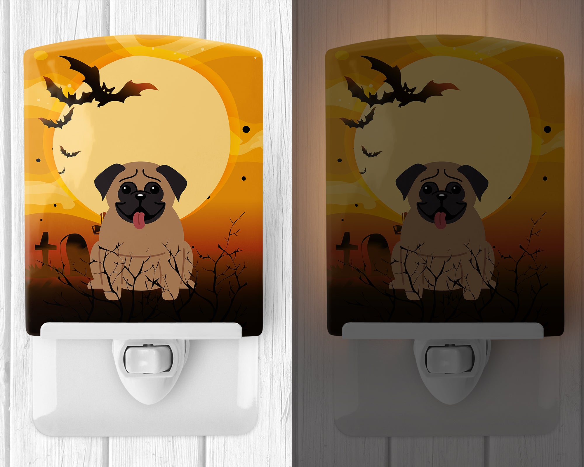 Halloween Pug Brown Ceramic Night Light BB4271CNL - the-store.com