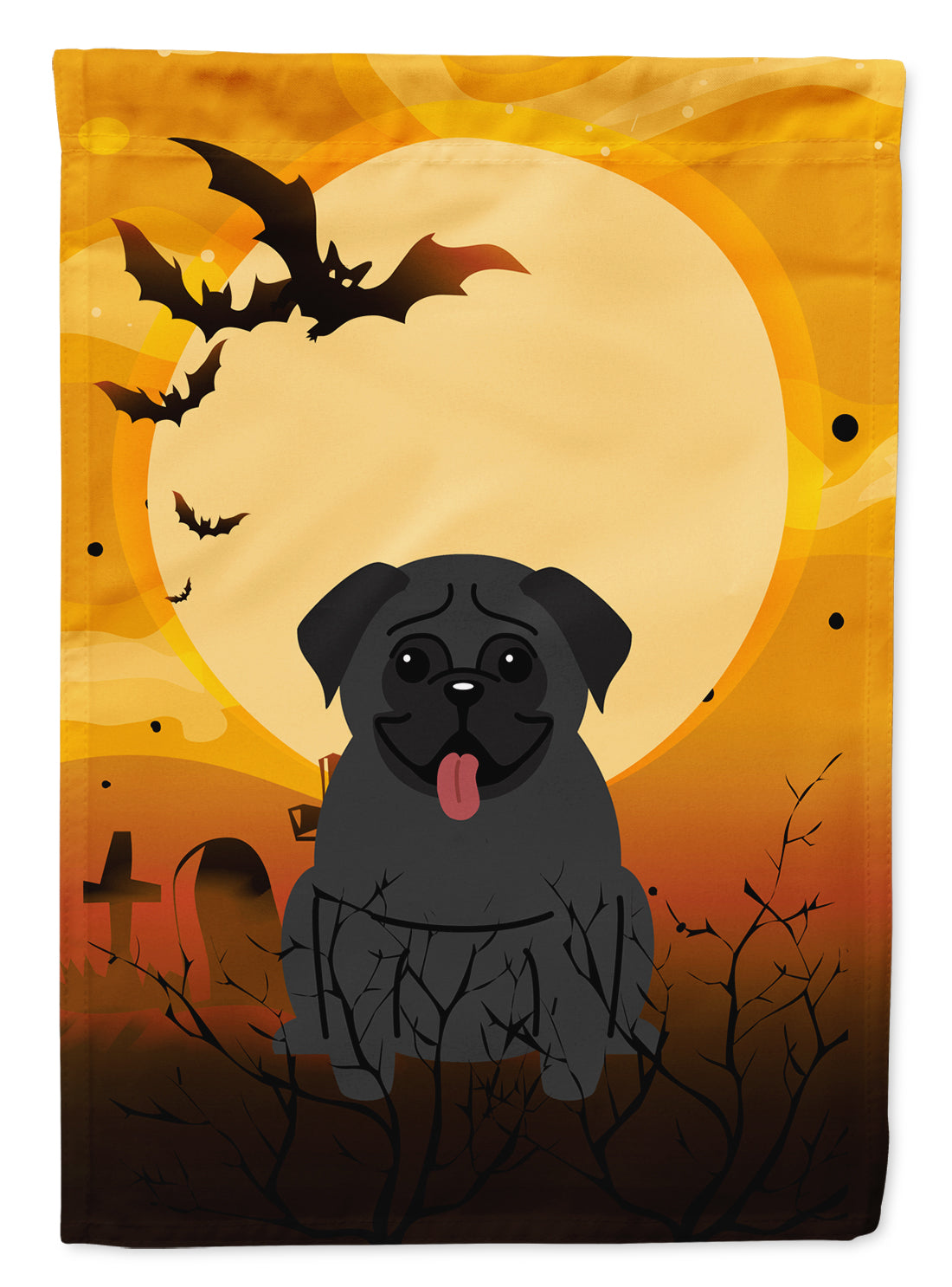 Halloween Pug Black Flag Canvas House Size BB4272CHF  the-store.com.