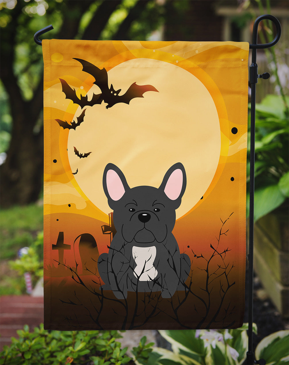 Halloween French Bulldog Black Flag Garden Size BB4280GF  the-store.com.