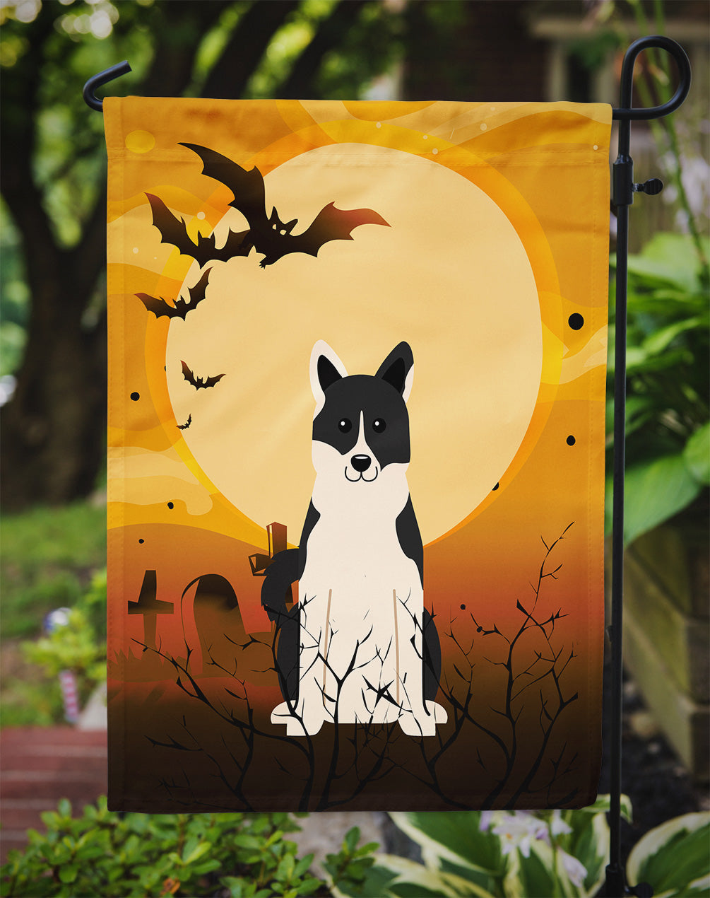 Halloween Russo-European Laika Spitz Flag Garden Size BB4295GF  the-store.com.