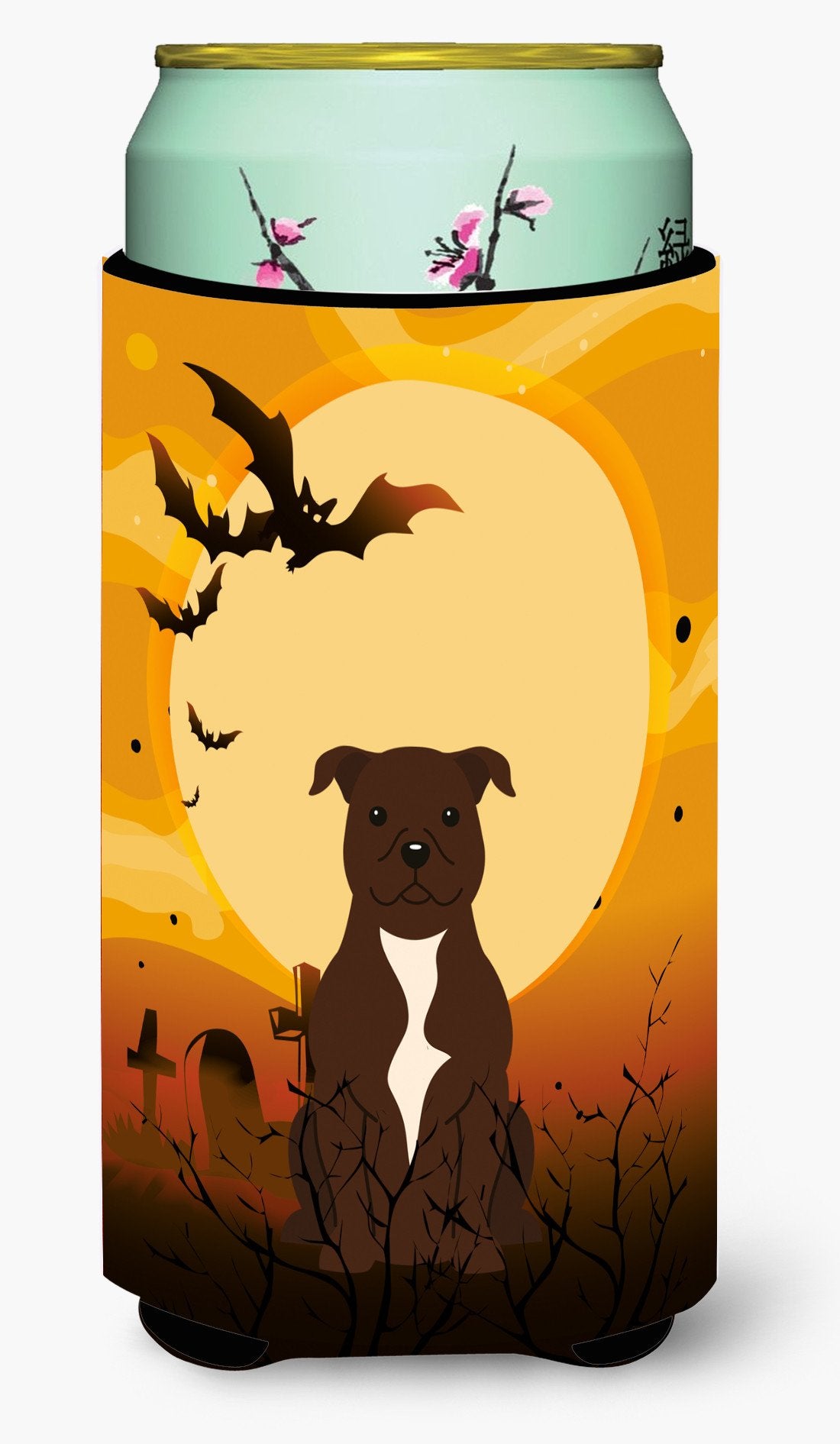 Halloween Staffordshire Bull Terrier Chocolate Tall Boy Beverage Insulator Hugger BB4314TBC by Caroline's Treasures