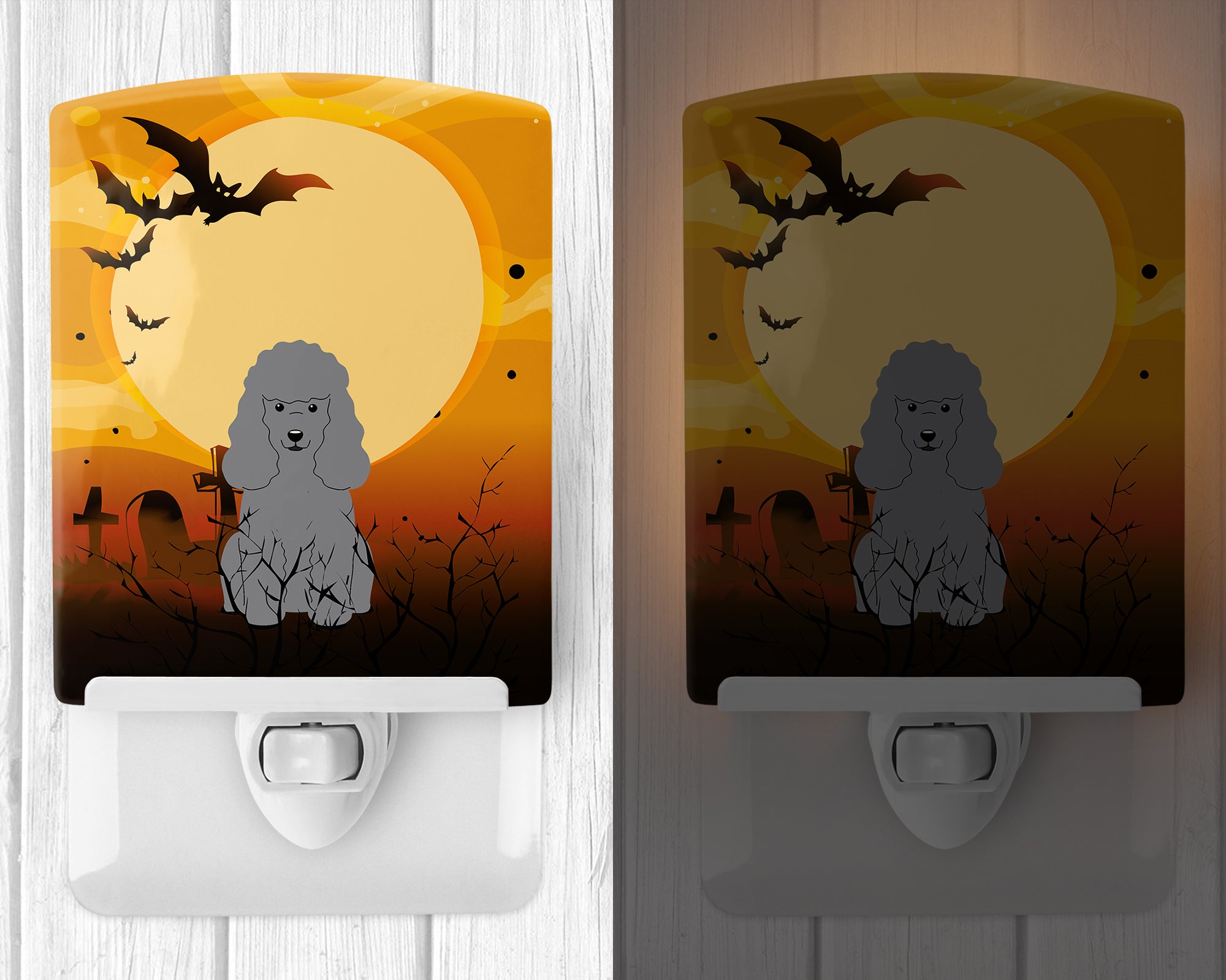 Halloween Poodle Silver Ceramic Night Light BB4334CNL - the-store.com