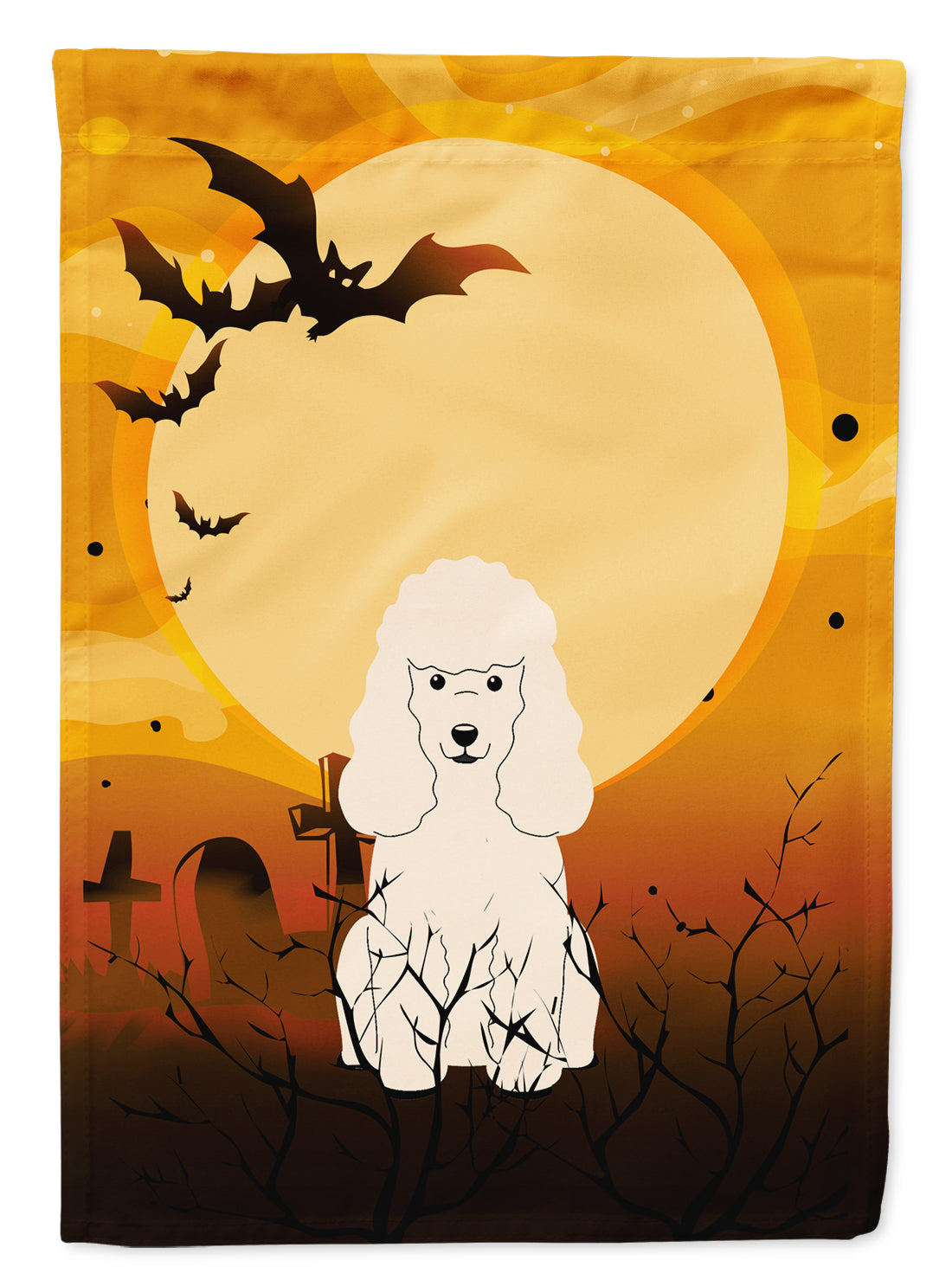 Halloween Poodle White Flag Garden Size BB4336GF  the-store.com.