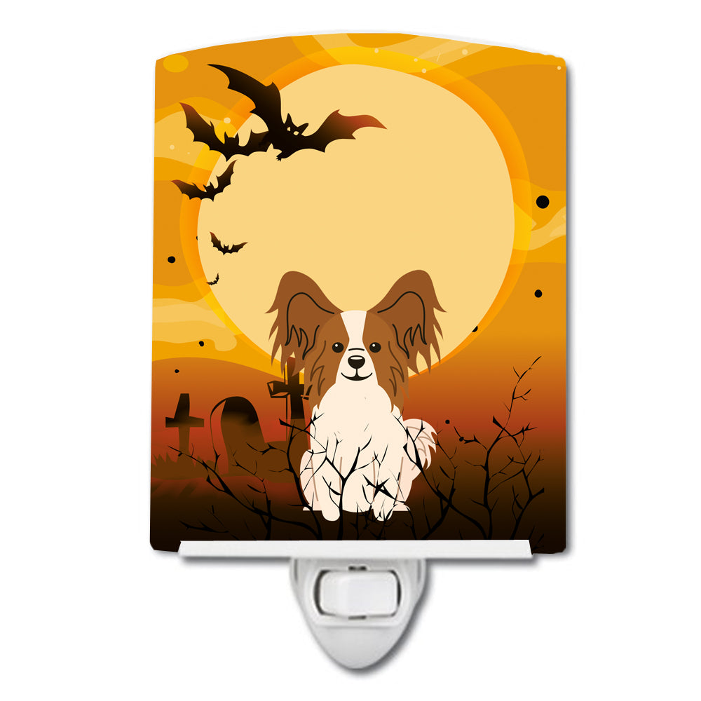 Halloween Papillon Red White Ceramic Night Light BB4344CNL - the-store.com