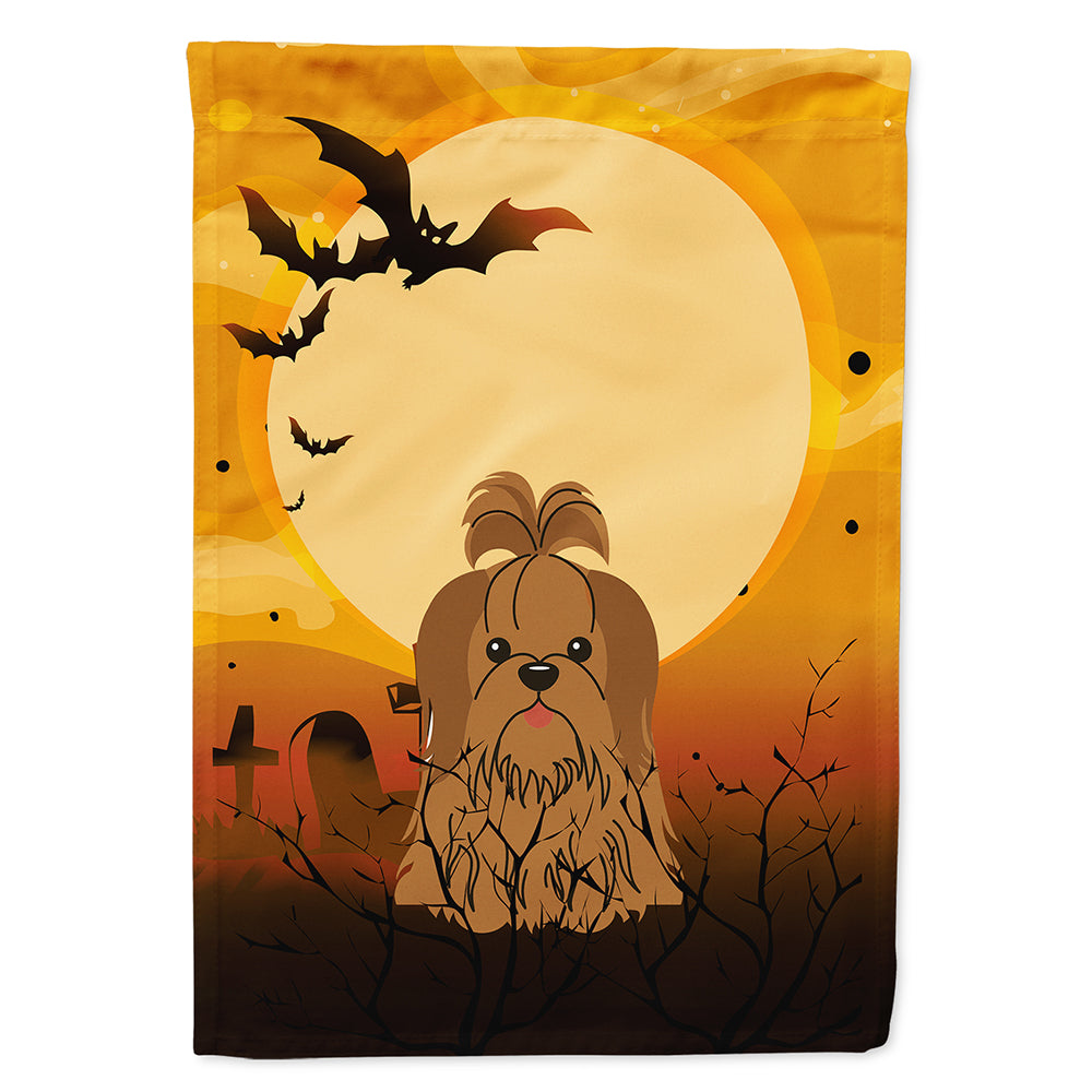 Halloween Shih Tzu Silver Chocolate Flag Canvas House Size BB4352CHF  the-store.com.