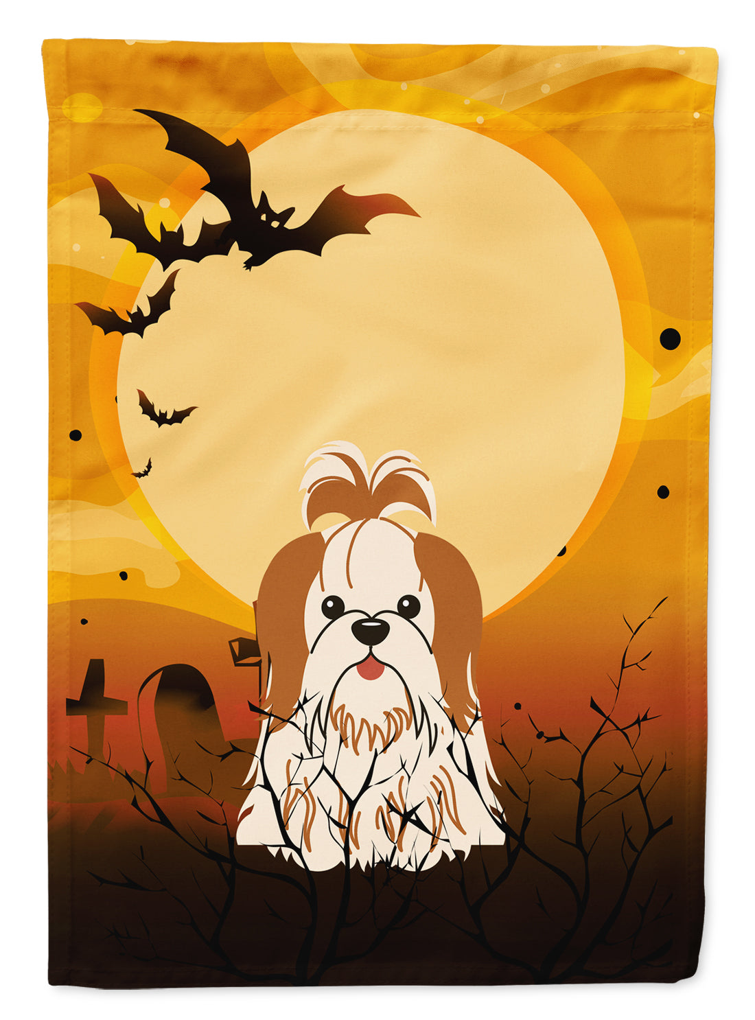 Halloween Shih Tzu Red White Flag Garden Size BB4353GF  the-store.com.