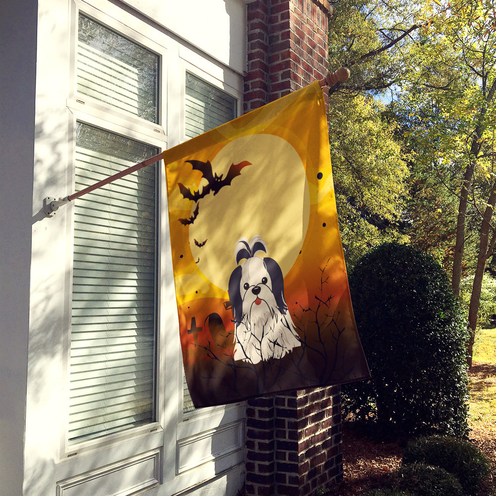 Halloween Shih Tzu Black White Flag Canvas House Size BB4354CHF  the-store.com.