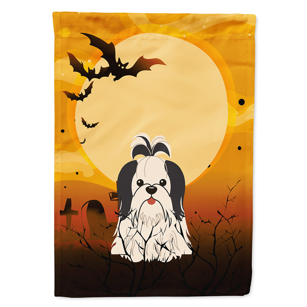 Halloween Shih Tzu Black White Flag Canvas House Size BB4354CHF  the-store.com.