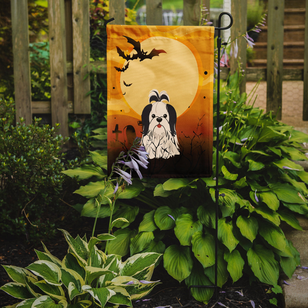 Halloween Shih Tzu Black White Flag Garden Size BB4354GF  the-store.com.