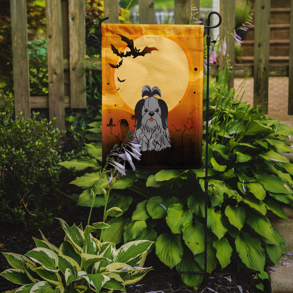 Halloween Shih Tzu Black Silver Flag Garden Size BB4355GF  the-store.com.