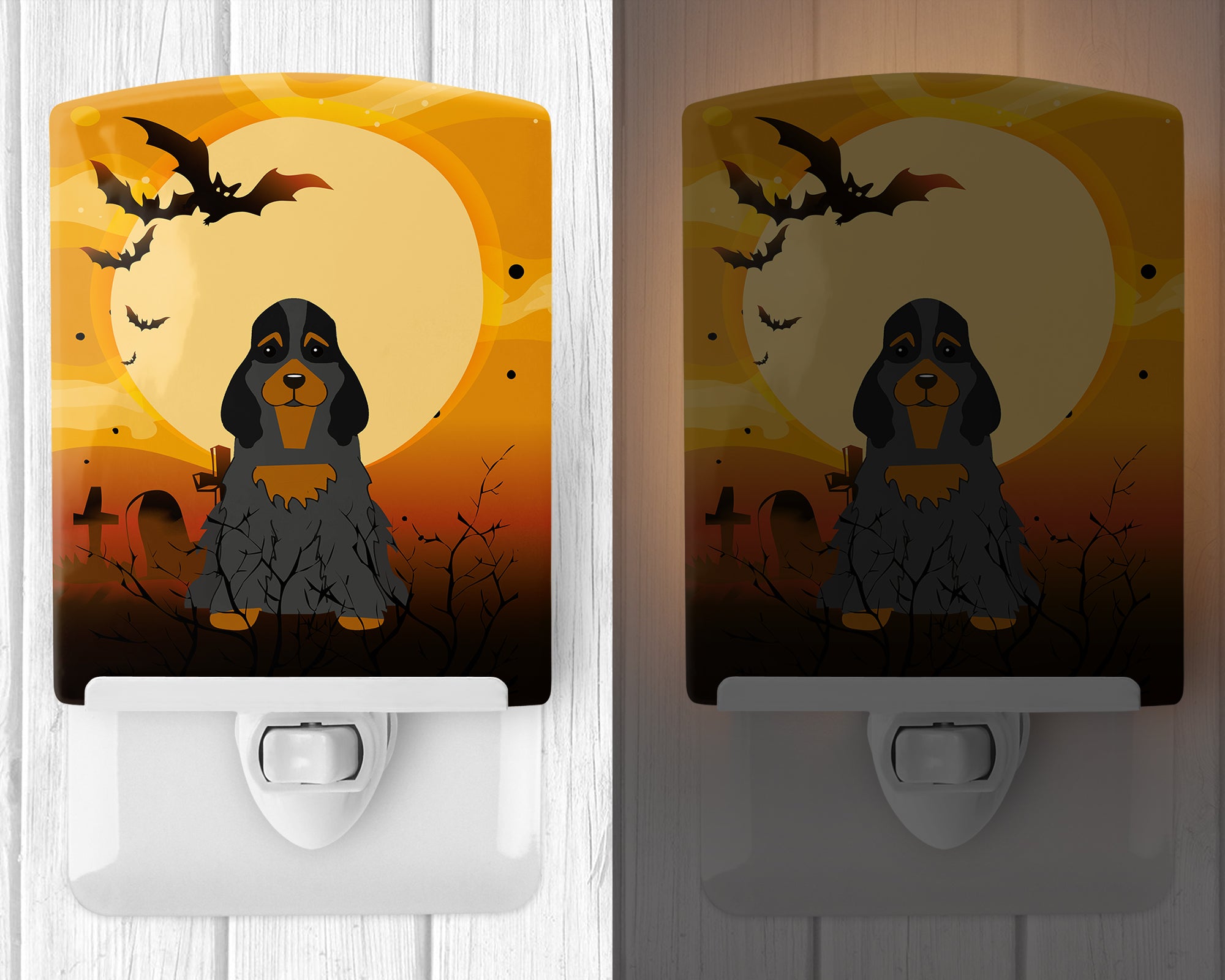 Halloween Cocker Spaniel Black Tan Ceramic Night Light BB4359CNL - the-store.com