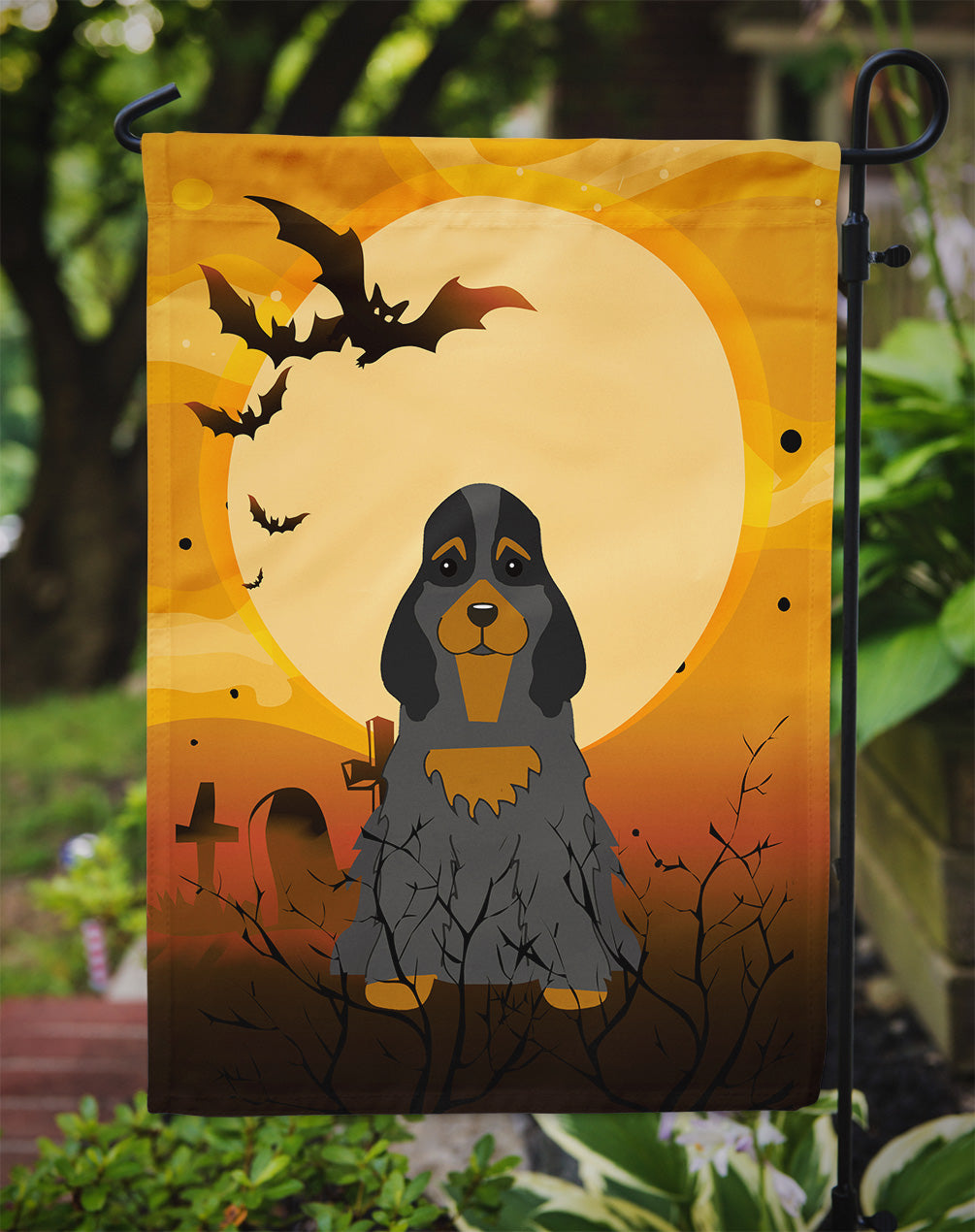 Halloween Cocker Spaniel Black Tan Flag Garden Size BB4359GF  the-store.com.