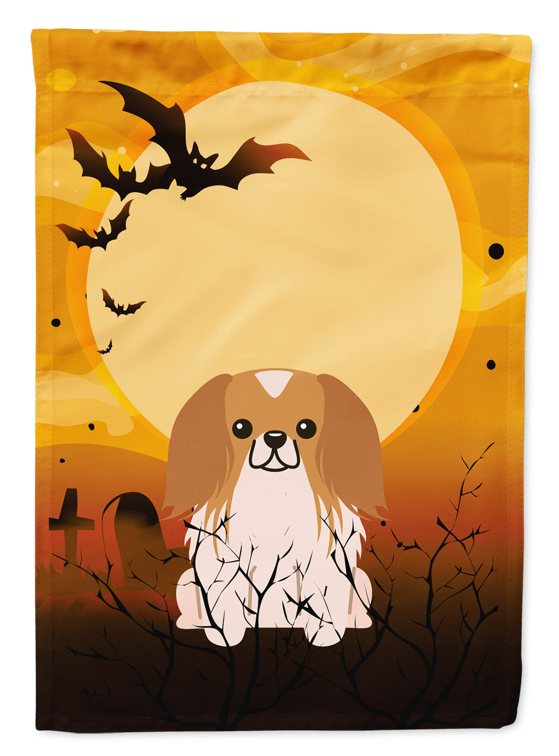 Halloween Pekingnese Red White Flag Garden Size BB4369GF  the-store.com.