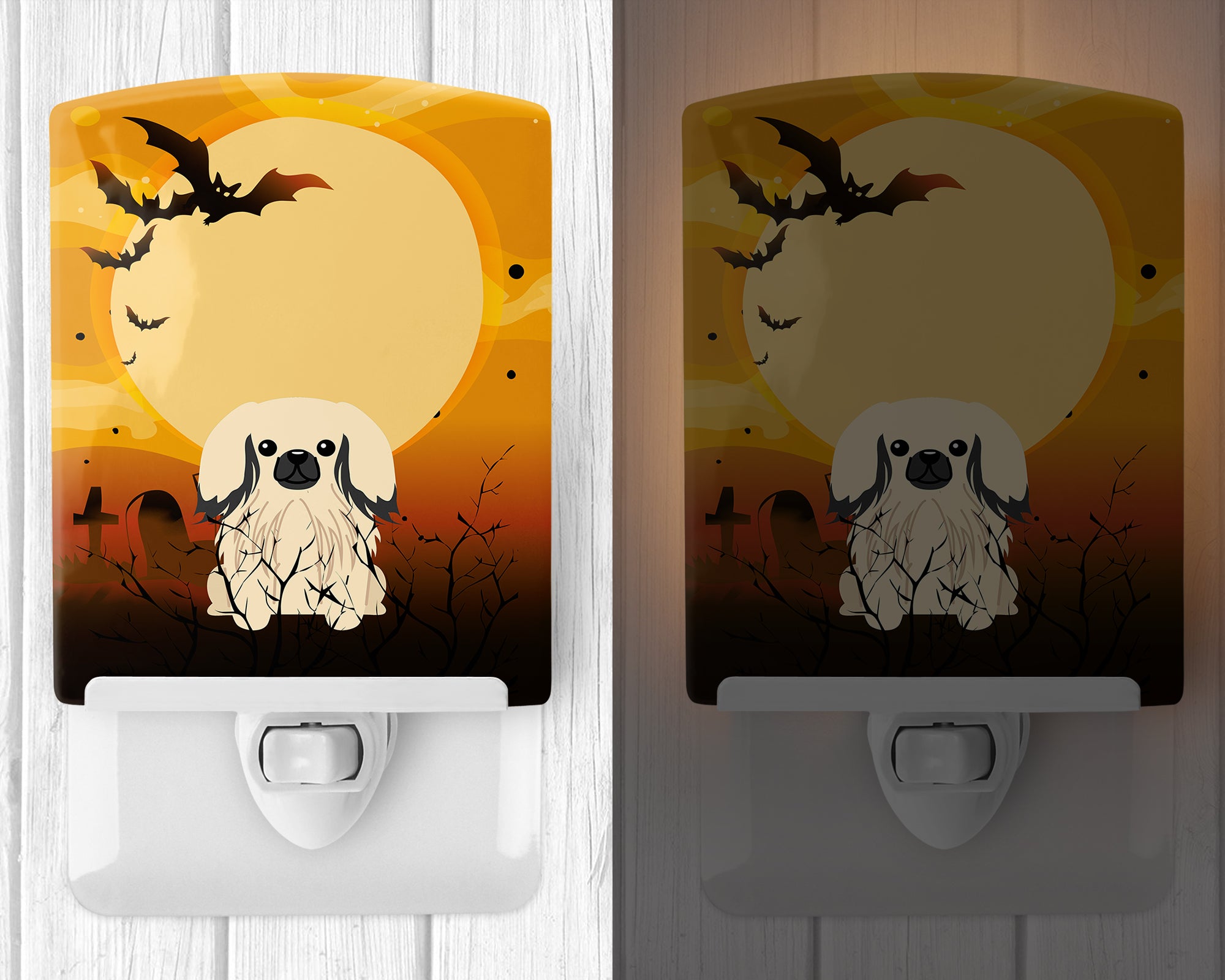 Halloween Pekingnese Cream Ceramic Night Light BB4372CNL - the-store.com