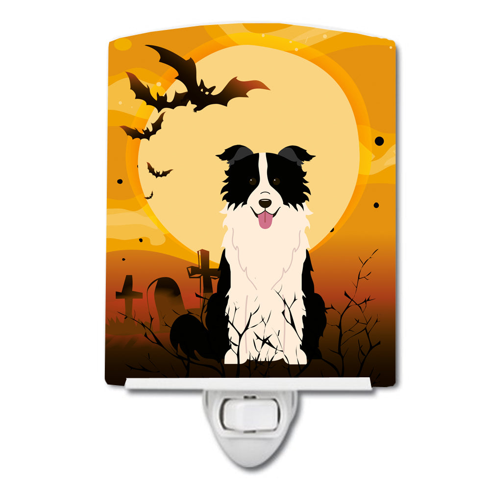 Halloween Border Collie Black White Ceramic Night Light BB4384CNL - the-store.com