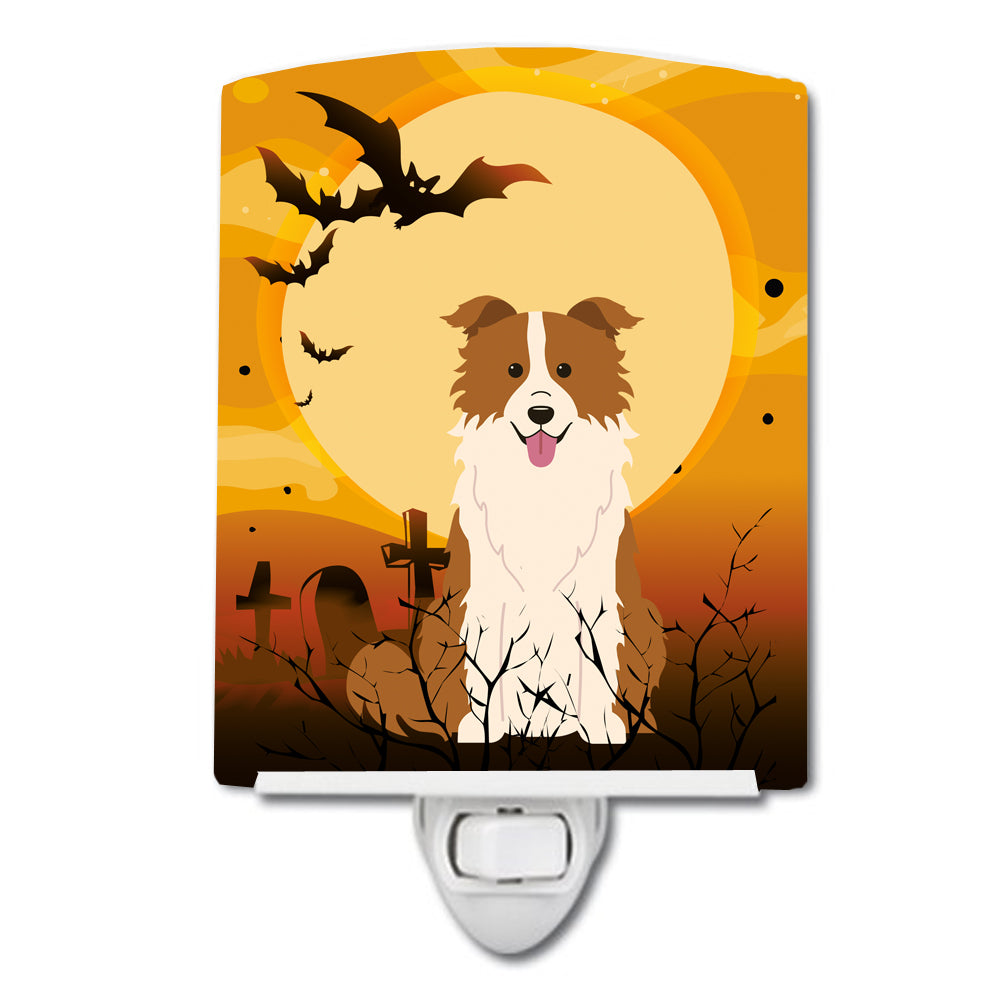 Halloween Border Collie Red White Ceramic Night Light BB4385CNL - the-store.com