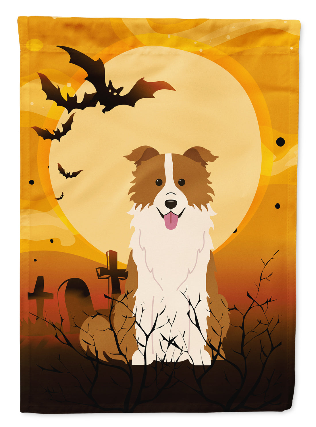 Halloween Border Collie Red White Flag Garden Size BB4385GF  the-store.com.