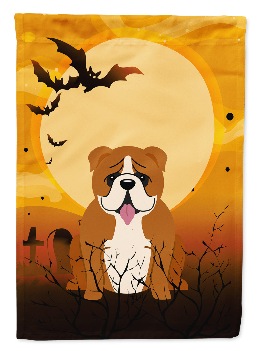 Halloween English Bulldog Red White Flag Garden Size BB4386GF  the-store.com.