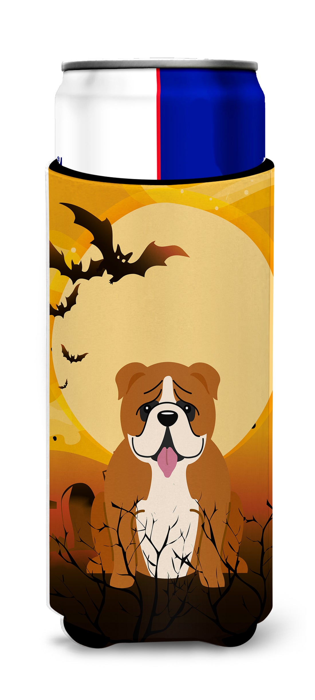 Halloween English Bulldog Red White  Ultra Hugger for slim cans BB4386MUK  the-store.com.