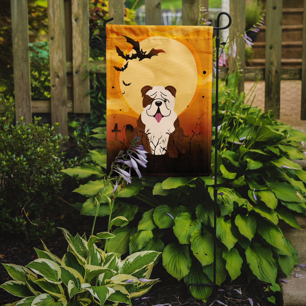 Halloween English Bulldog Brindle White Flag Garden Size BB4387GF  the-store.com.