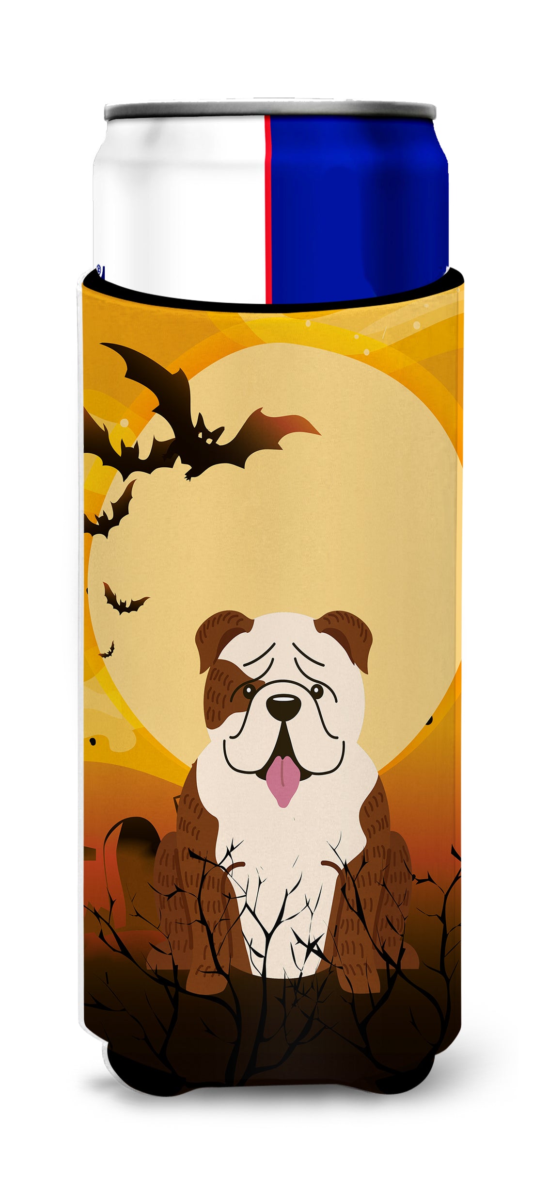 Halloween English Bulldog Brindle White  Ultra Hugger for slim cans BB4387MUK  the-store.com.