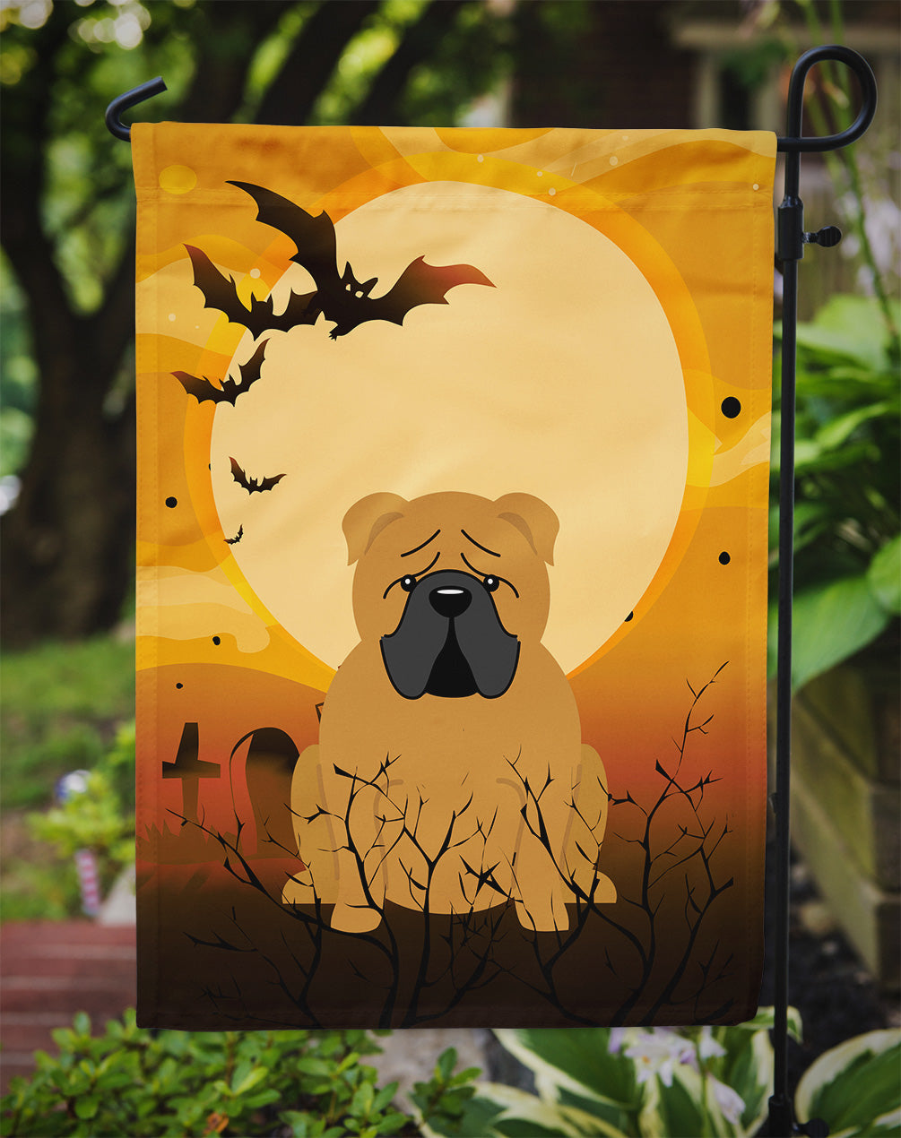 Halloween English Bulldog Red Flag Garden Size BB4388GF  the-store.com.