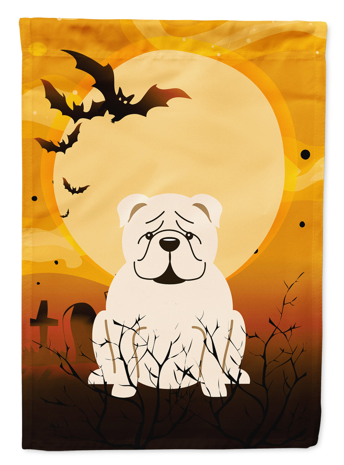 Halloween English Bulldog White Flag Garden Size BB4389GF  the-store.com.