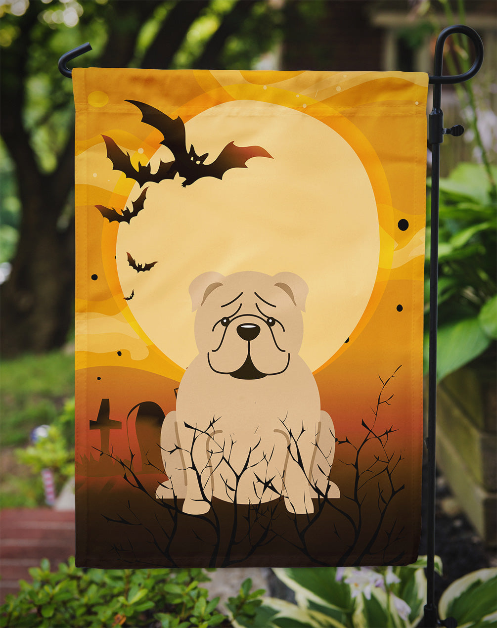 Halloween English Bulldog Fawn Flag Garden Size BB4390GF  the-store.com.