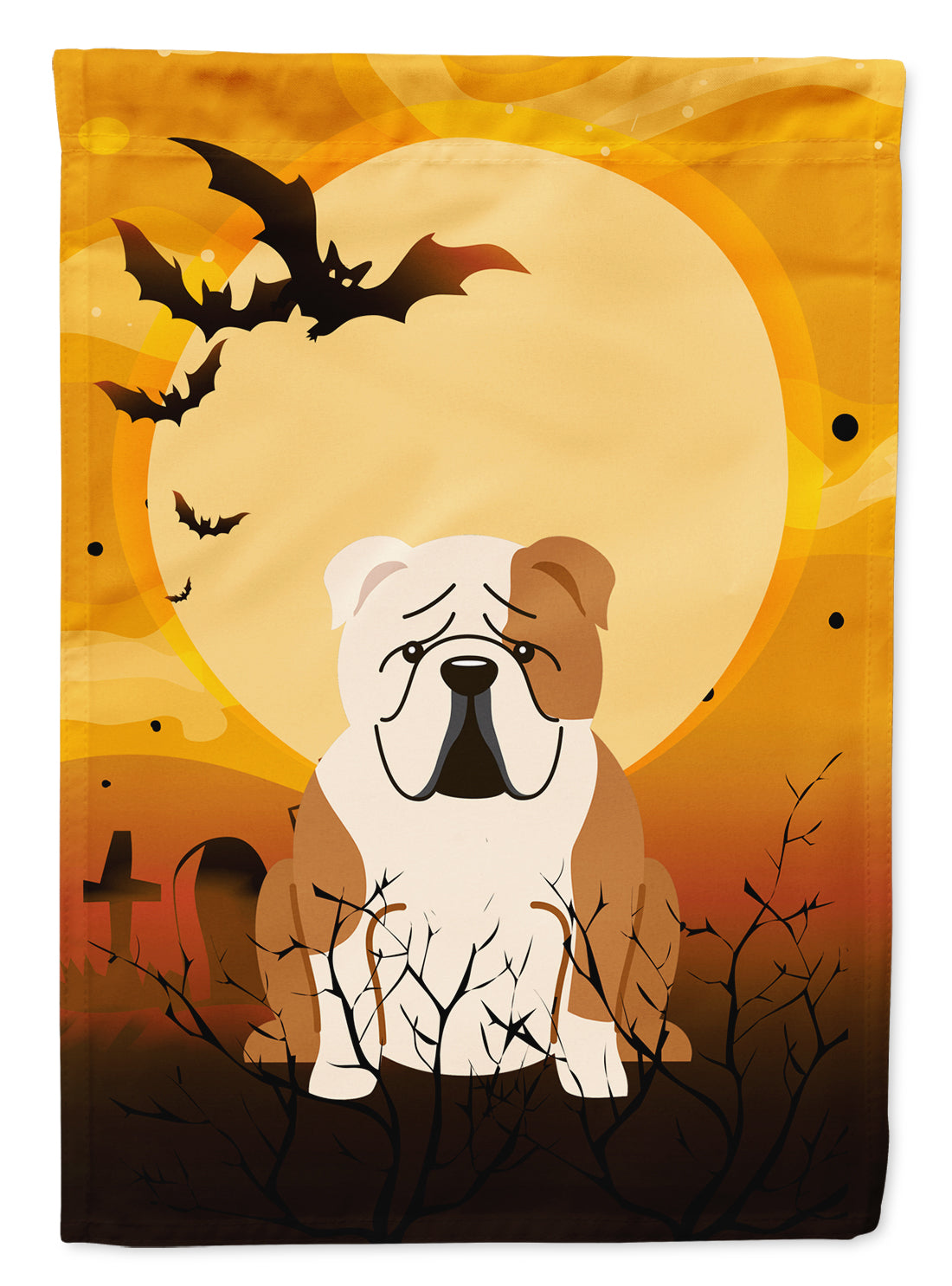 Halloween English Bulldog Fawn White Flag Garden Size BB4391GF  the-store.com.