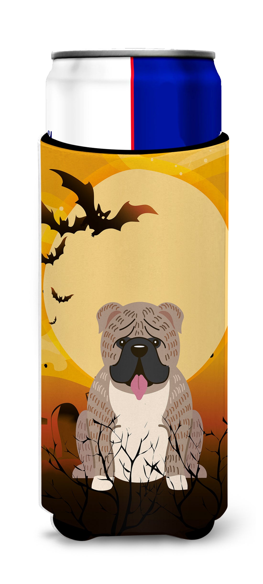 Halloween English Bulldog Grey Brindle   Ultra Hugger for slim cans BB4392MUK  the-store.com.