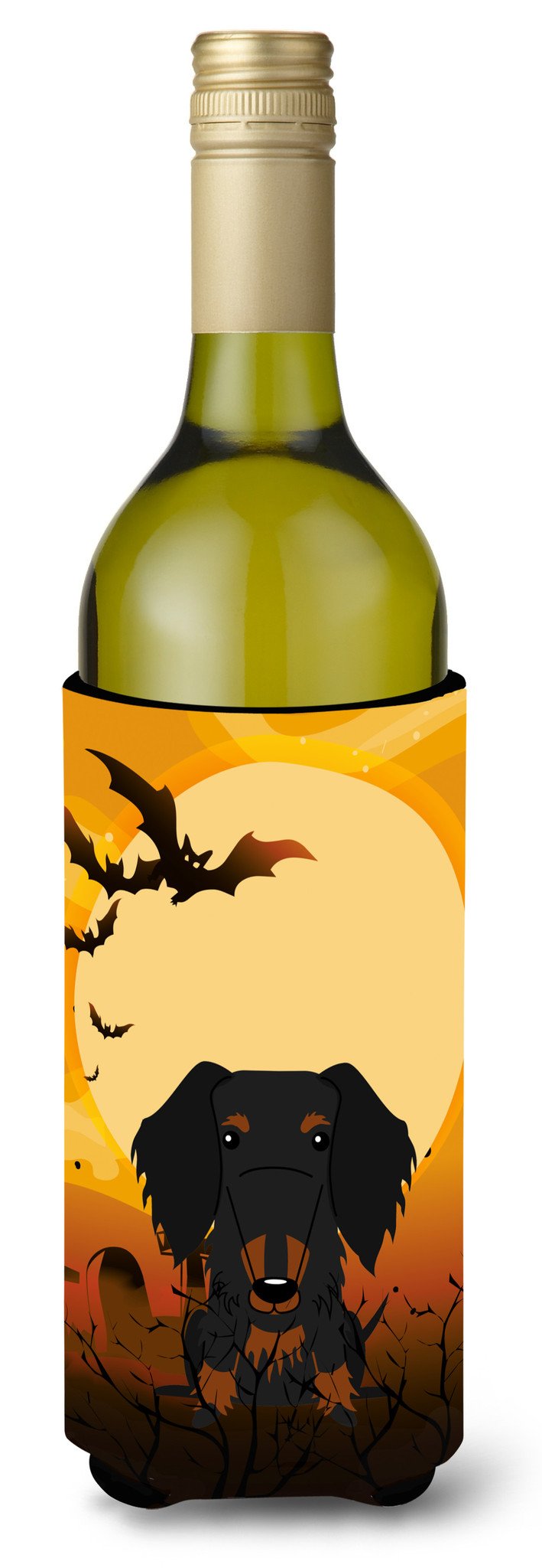 Halloween Wire Haired Dachshund Black Tan Wine Bottle Beverge Insulator Hugger BB4393LITERK by Caroline&#39;s Treasures