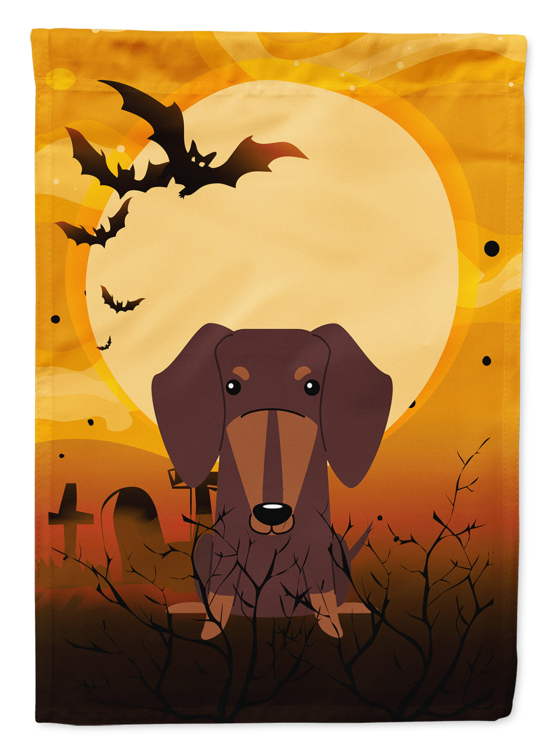 Halloween Dachshund Chocolate Flag Canvas House Size BB4397CHF  the-store.com.