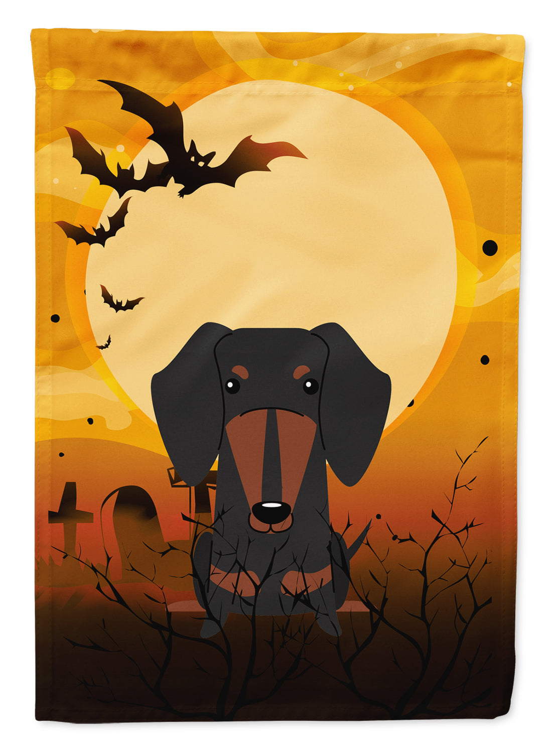 Halloween Dachshund Black Tan Flag Canvas House Size BB4398CHF  the-store.com.