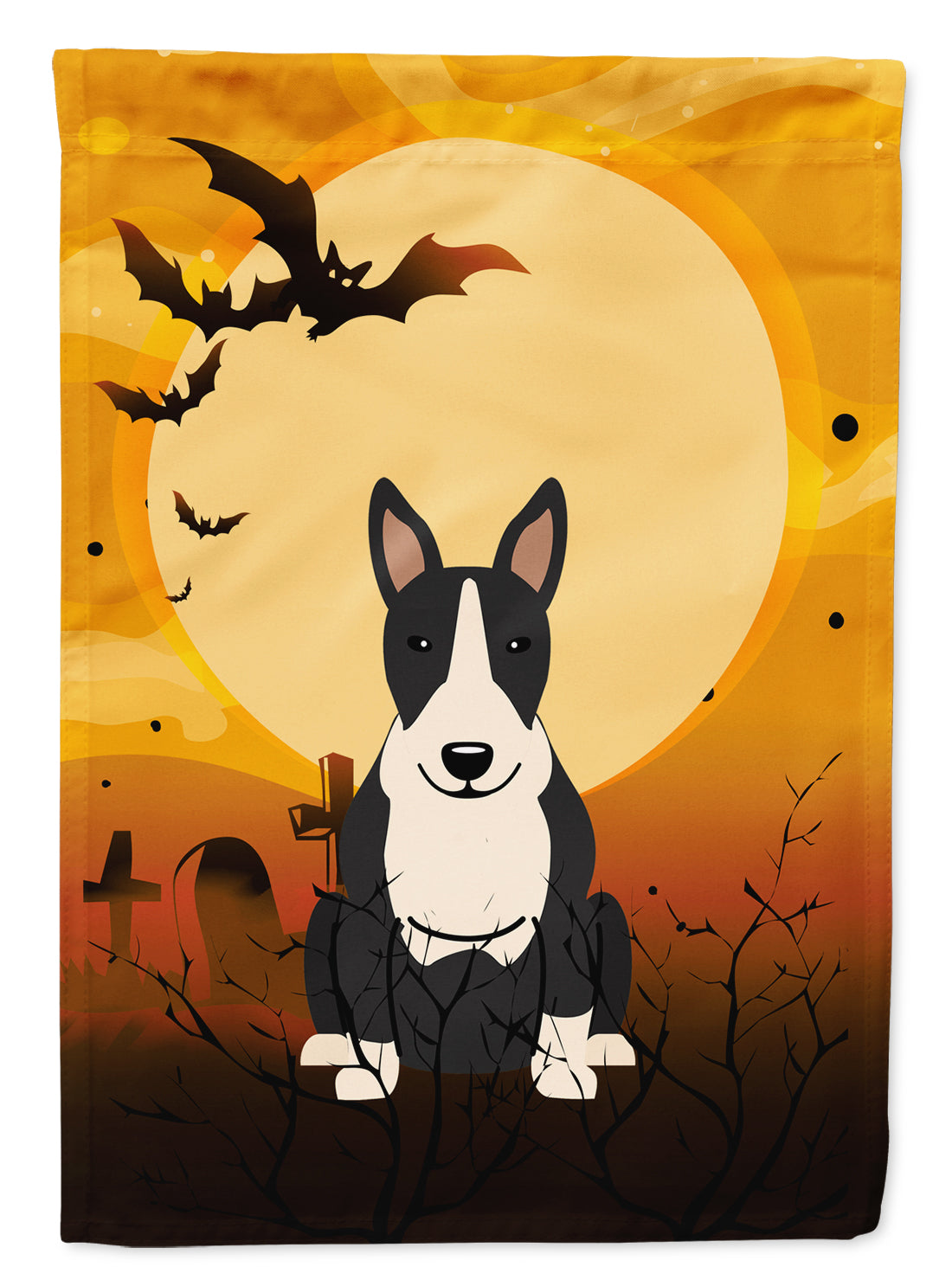 Halloween Bull Terrier Black White Flag Garden Size BB4399GF  the-store.com.