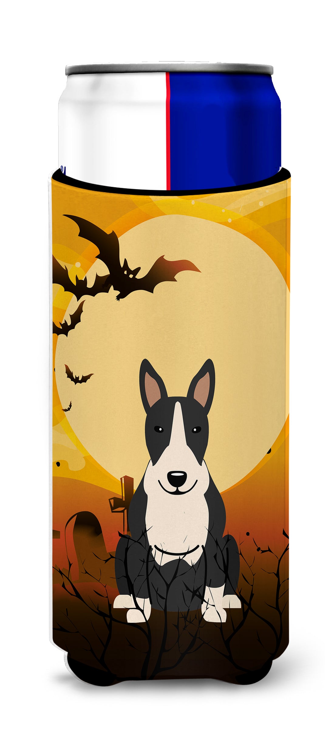 Halloween Bull Terrier Black White  Ultra Hugger for slim cans BB4399MUK  the-store.com.