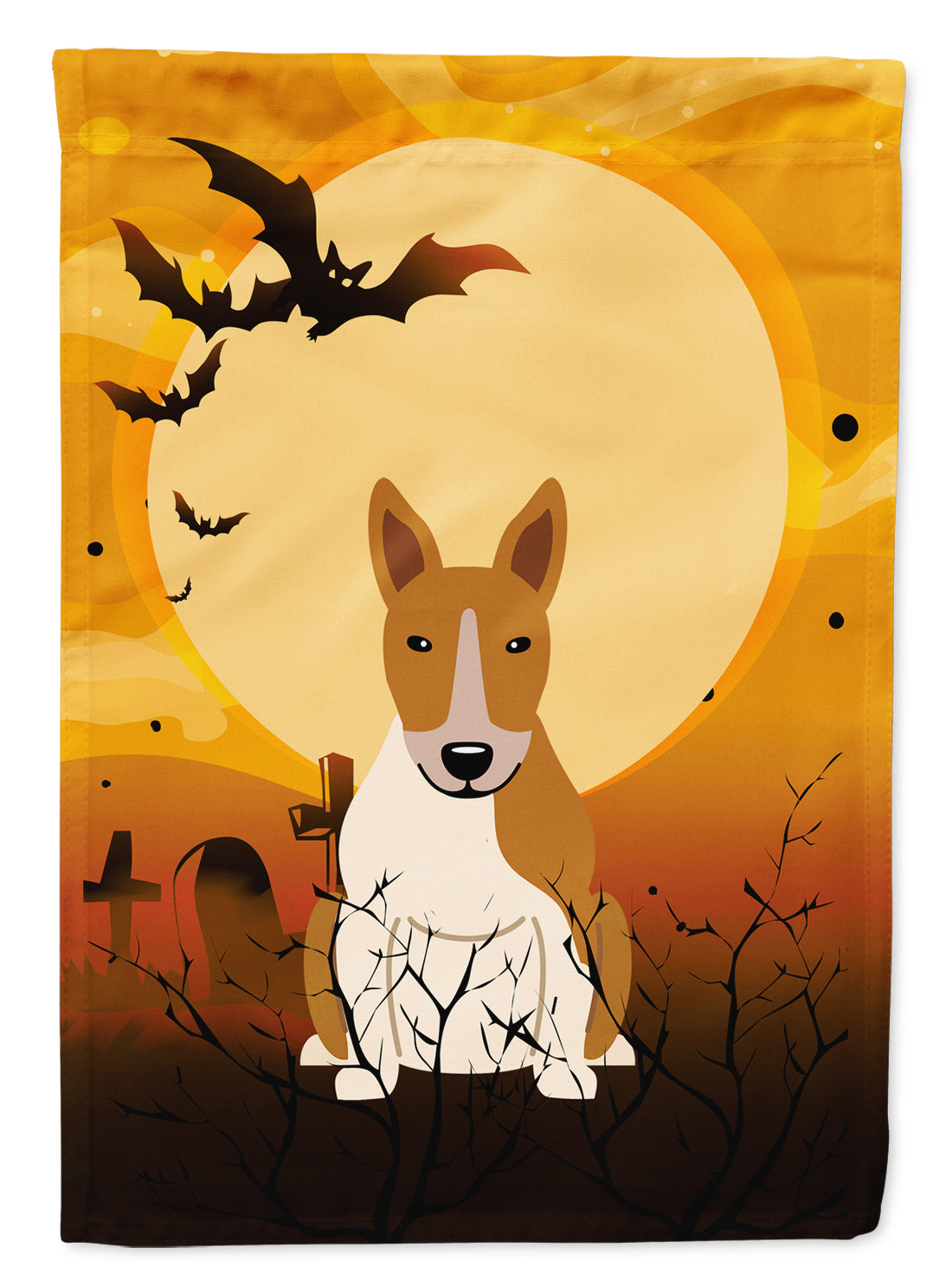 Halloween Bull Terrier Red White Flag Garden Size BB4401GF  the-store.com.