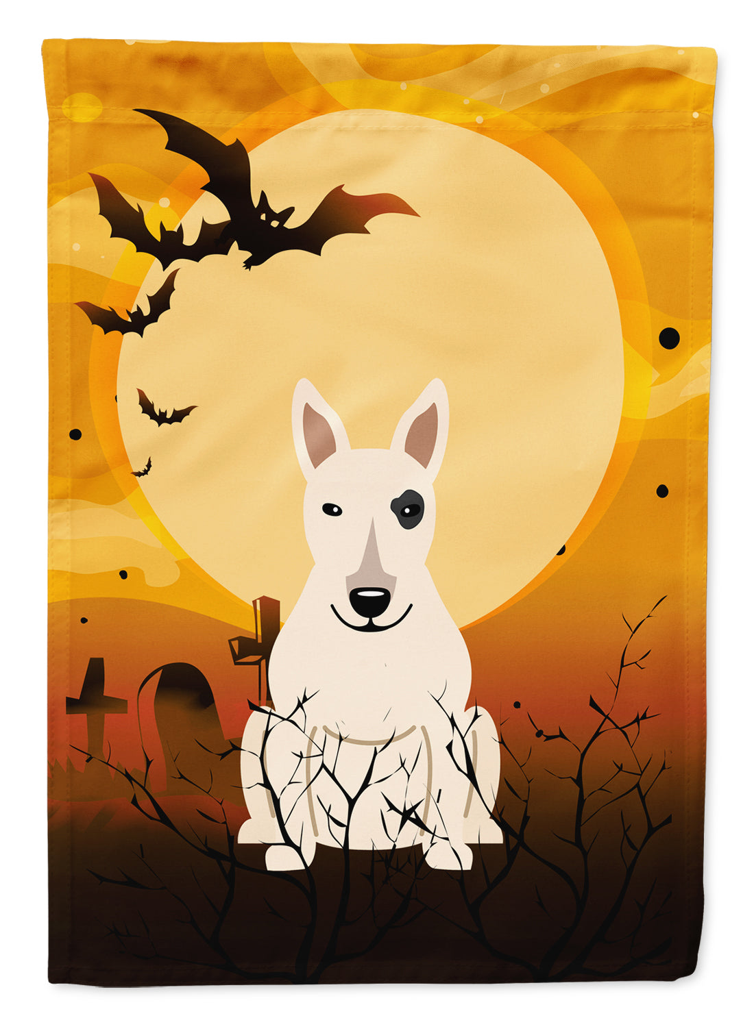 Halloween Bull Terrier White Flag Garden Size BB4404GF  the-store.com.