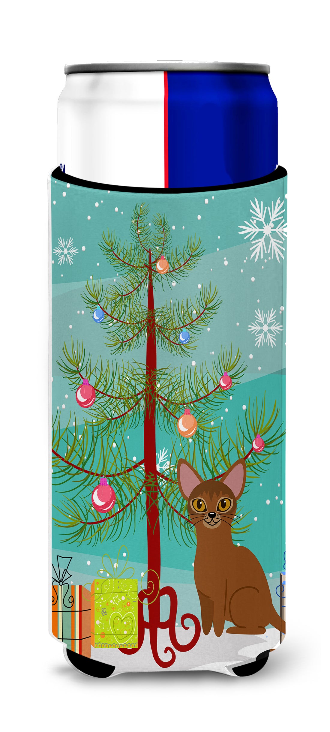 Abyssinian Cat Merry Christmas Tree  Ultra Hugger for slim cans BB4411MUK  the-store.com.