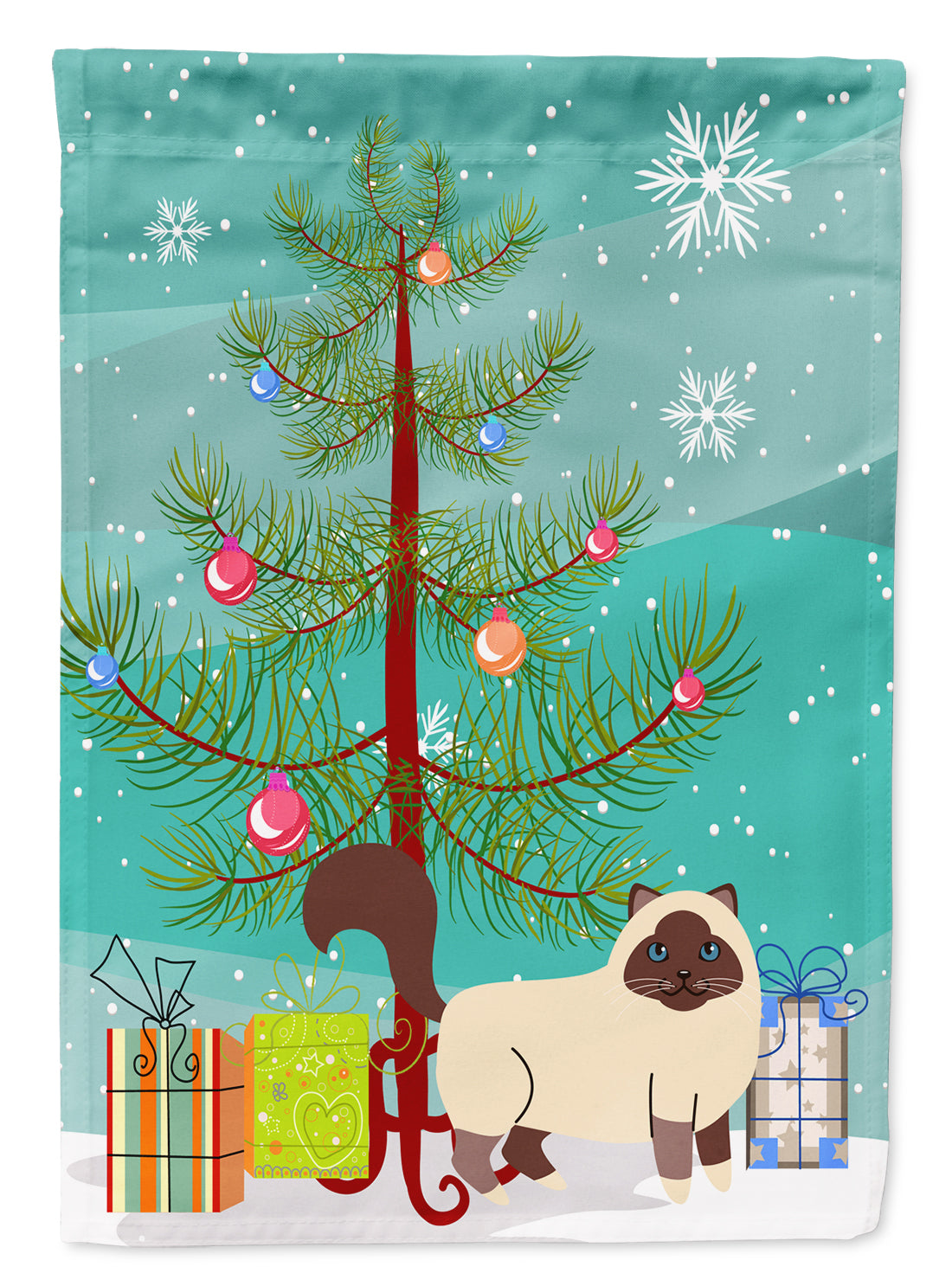 Birman Cat Merry Christmas Tree Flag Canvas House Size BB4416CHF  the-store.com.